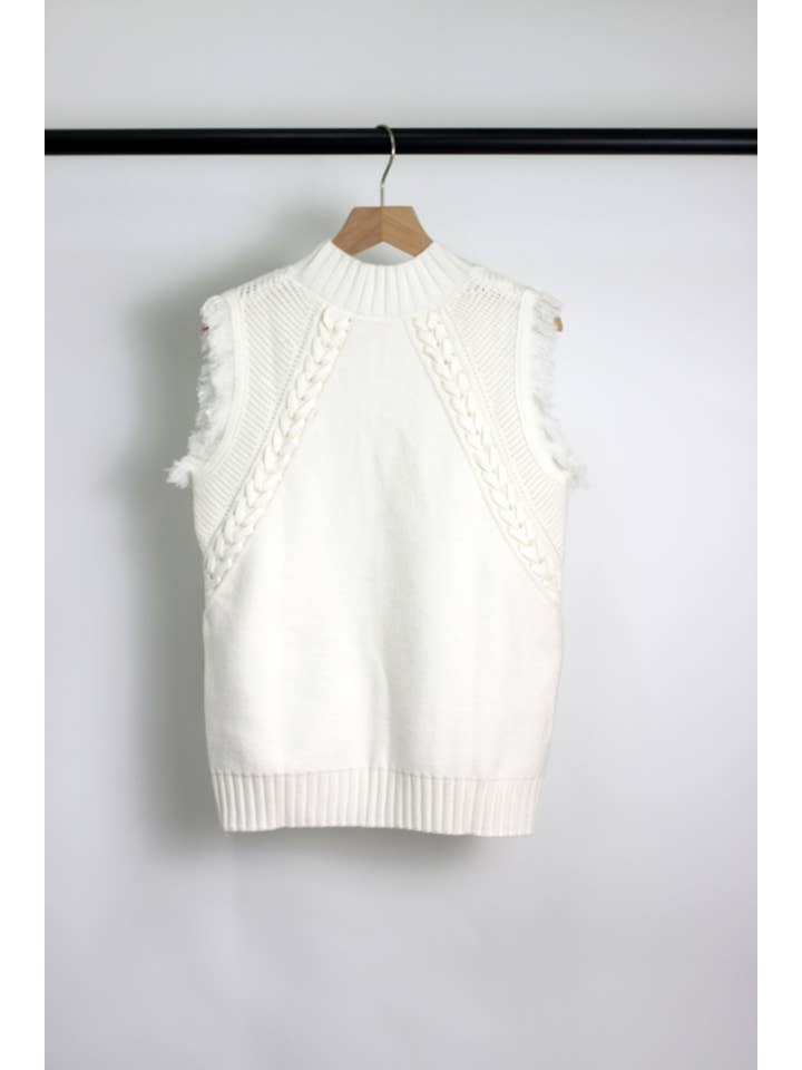 ESLEY - Wholesale Knit Top - Women's - T2412ASJP69512 - Women's Braided Knit Sleeveless Sweater6