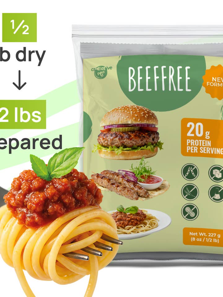 Viande Végétale Vegan à Base de Plantes (Nouveau Mélange Amélioré, 227g) – Protéine de Pois Riche en Protéines, Compatible Keto, Sans Gluten & Durable | 1 Carton | B2B pour la vente par Creative Pea