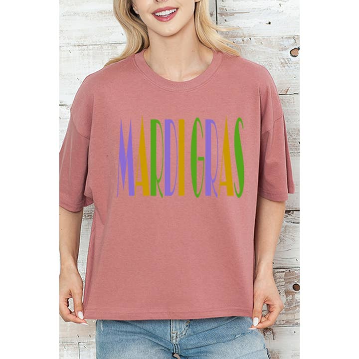 2&moon - Wholesale T-Shirt (Graphic) - Women's - MARDI GRAS Graphic Croip Tee