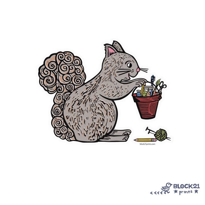 Art Squirrel Vinyl Sticker – Creative Animal Design for wholesale by Block21Prints