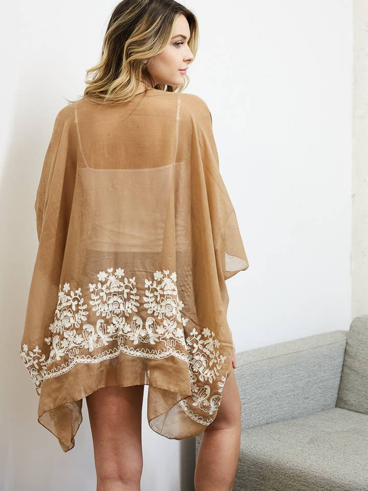 Leto Accessories - Wholesale Kimono - Women's - Lightweight Summer Kimono | Floral Embroidery & Tassels 🌻
