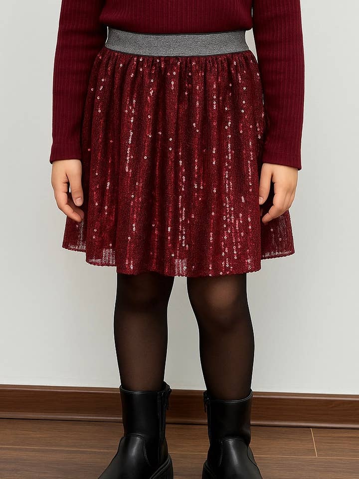 Sequin skirt ideal for girls' holiday parties for wholesale by MINI MIGNON PARIS