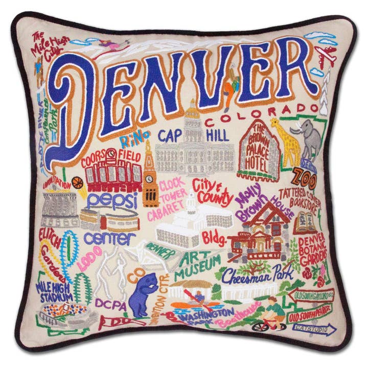 Denver Hand-Embroidered Pillow for wholesale by catstudio