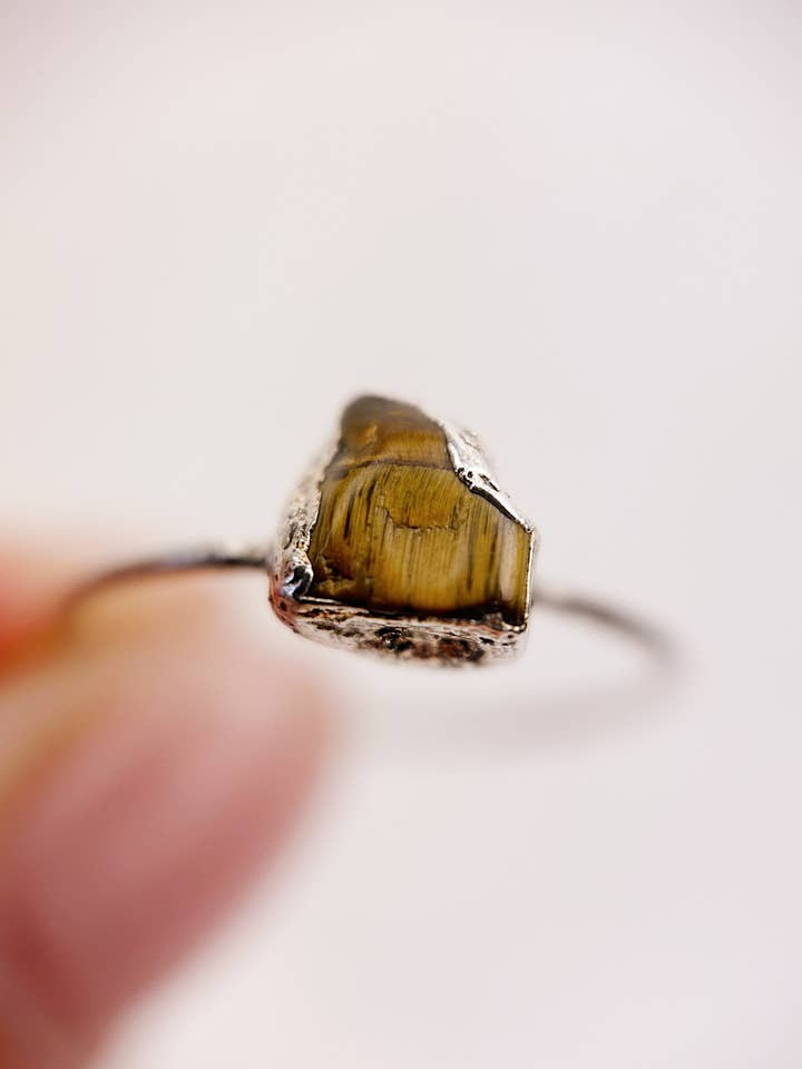 Tiger's Eye Ring in Silver for wholesale by Lyon and Feather