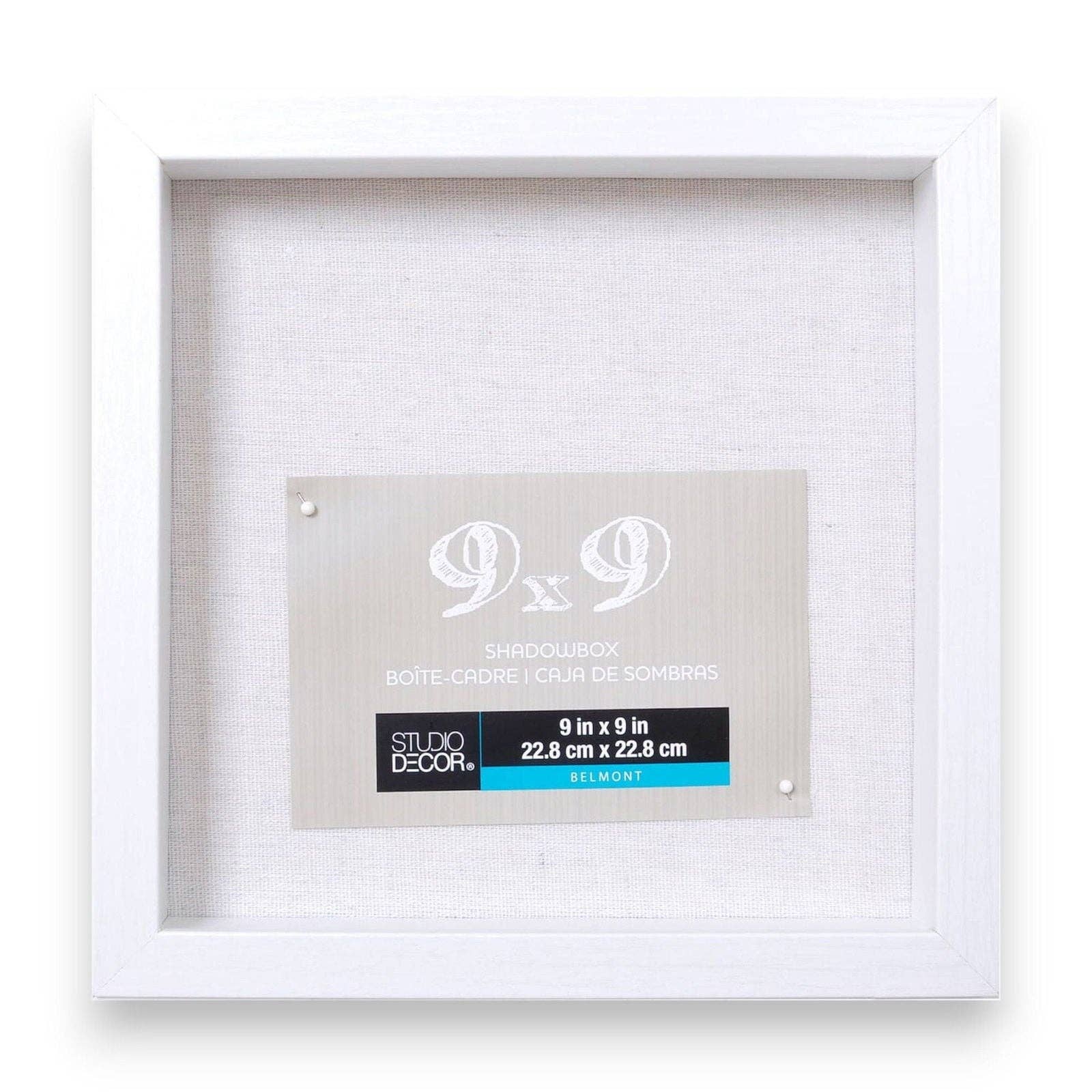 Guzel Handcrafts – wholesale Bildram – Vit Belmont-skugglåda av Studio Décor® -- 9" x 9" skugglåda0