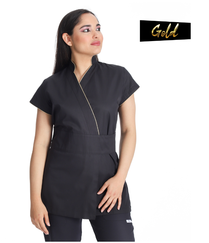 West Rose abbigliamento professionale - Wholesale Healthcare Uniform - Women's - JASMINE BLACK GOLD WORK KIMONO0