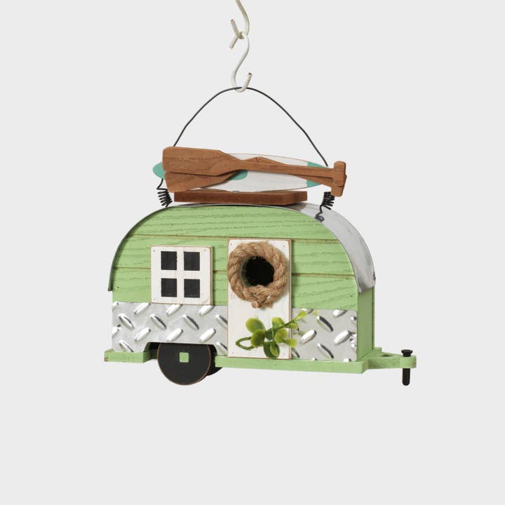 The Gerson Companies - Wholesale Bird House - 9.5"L Wood & Metal Camper Bird