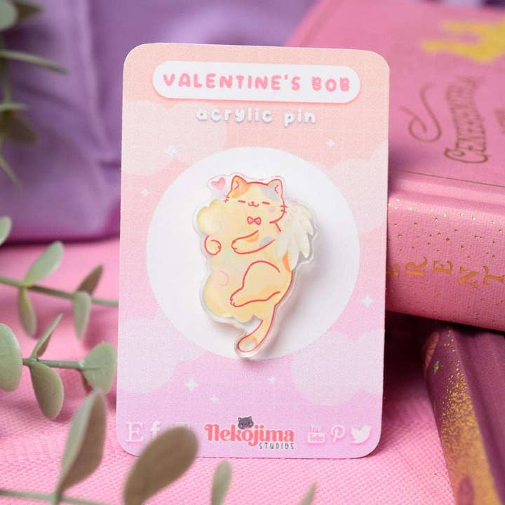 Pin Acrílico Cute Valentine's Bob por atacado de Nekojima Studios