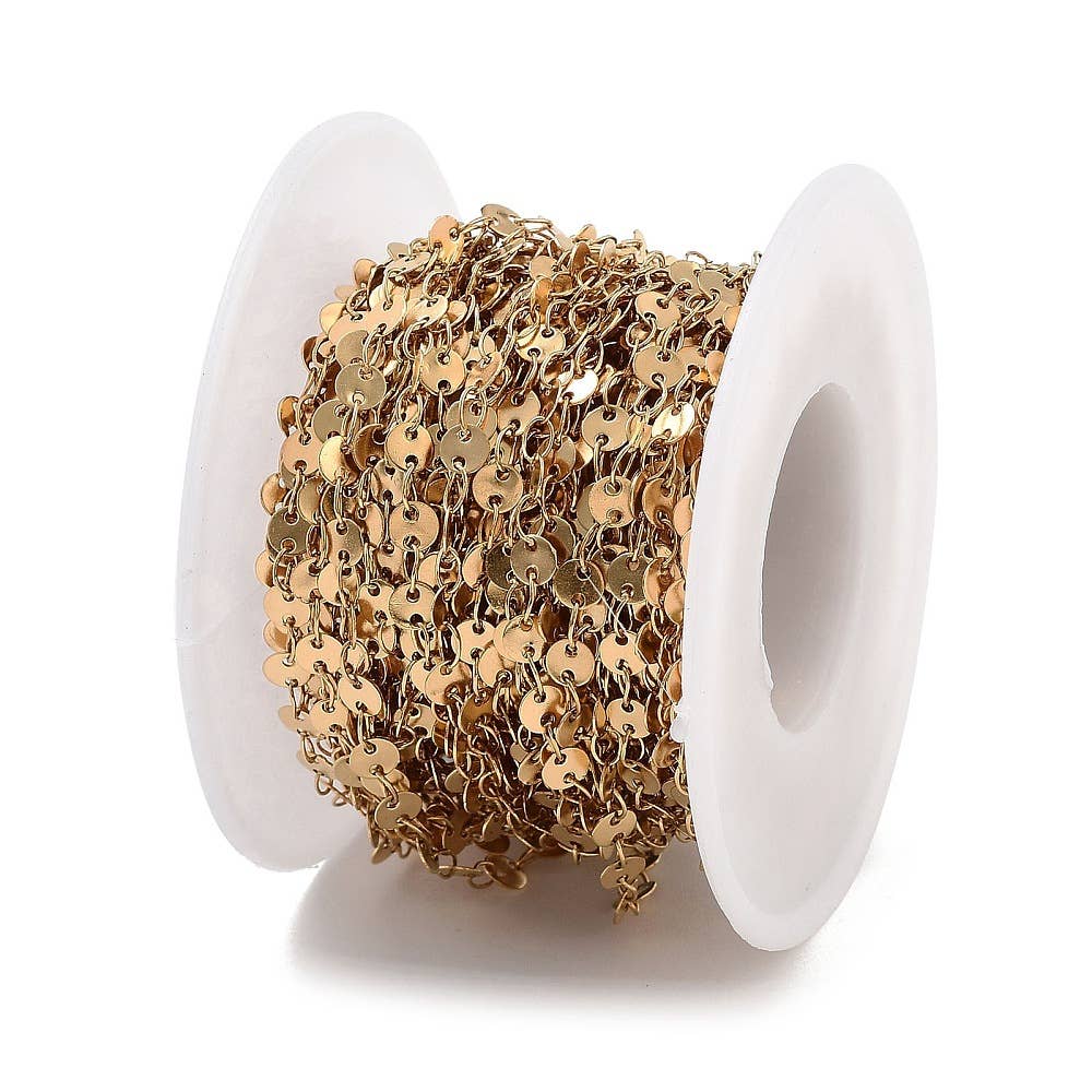 Love, Paige Designs - Wholesale Link & Chain Necklace - Gold Circle Chain By the Foot PVD Plated Stainless Steel2