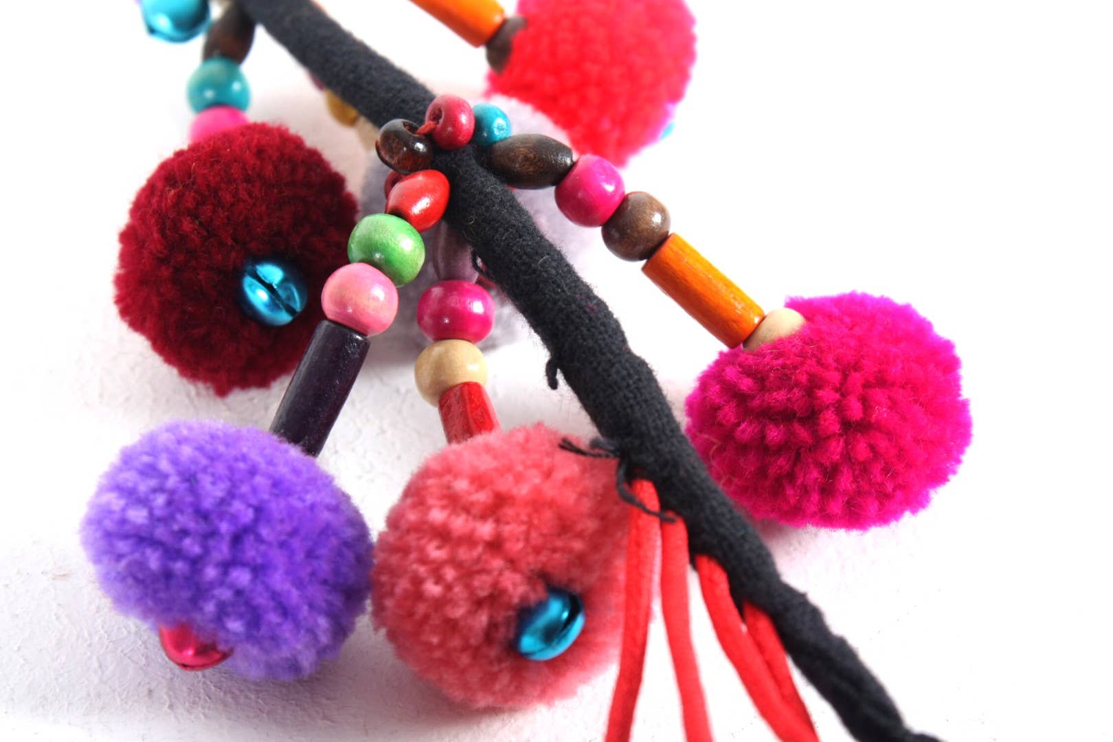 Lumily - Wholesale Purse/Bag Accessory - Women's - Cascade Pom Pom Keychain with Beads | Handmade in Thailand3