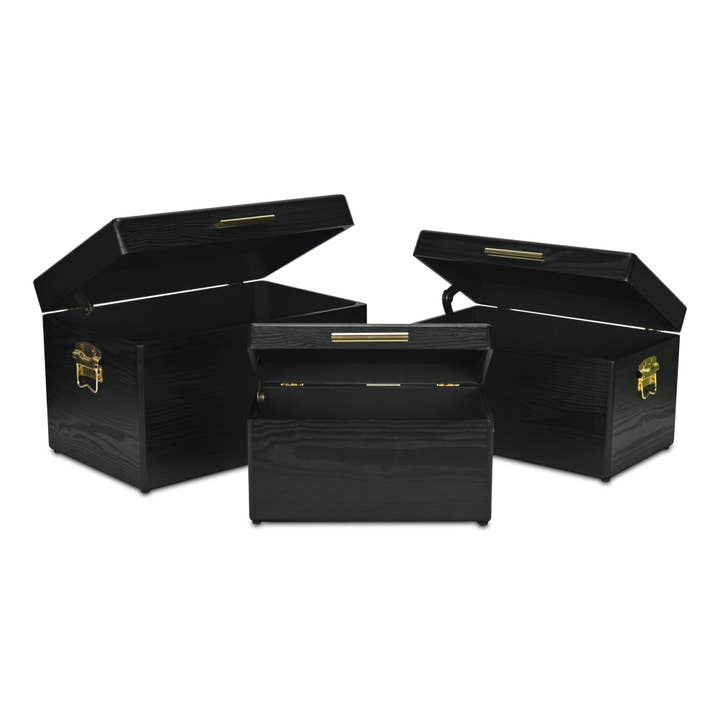 Cheungs Home Decor - Wholesale Trunk - Sable Set of 3 Trunks with Gold Handles11