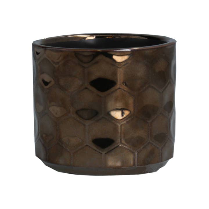 GE32236: Copper honeycomb ceramic pot cover,mini 3x2.75x3in for wholesale by Silver Tree Home & Holiday