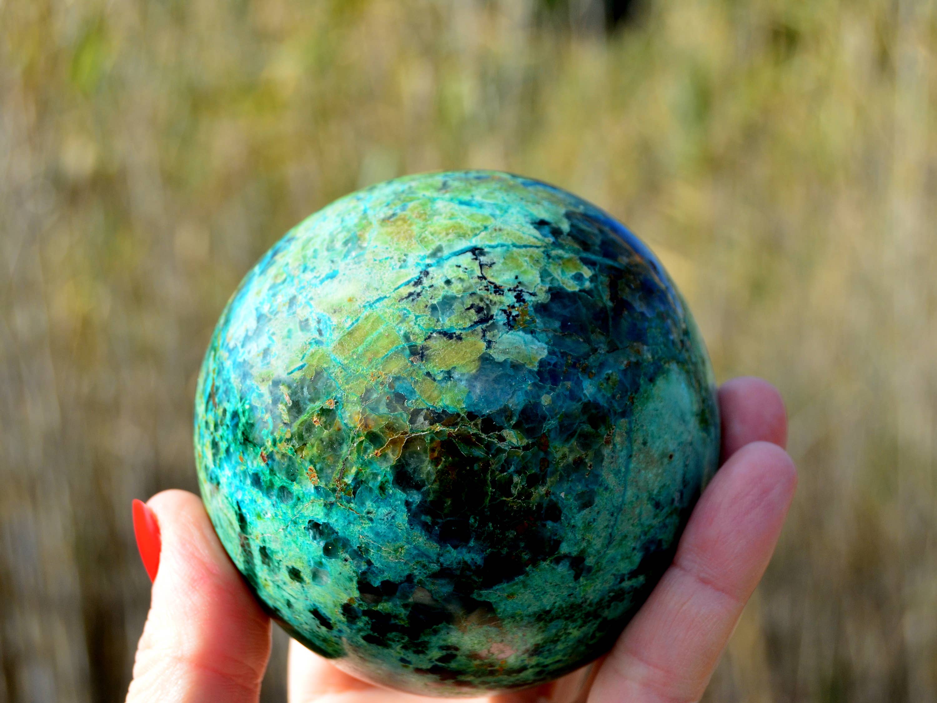 Kaia & Crystals - Wholesale Spiritual Stone/Crystal - XL Chrysocolla Sphere  (65mm - 100mm)6