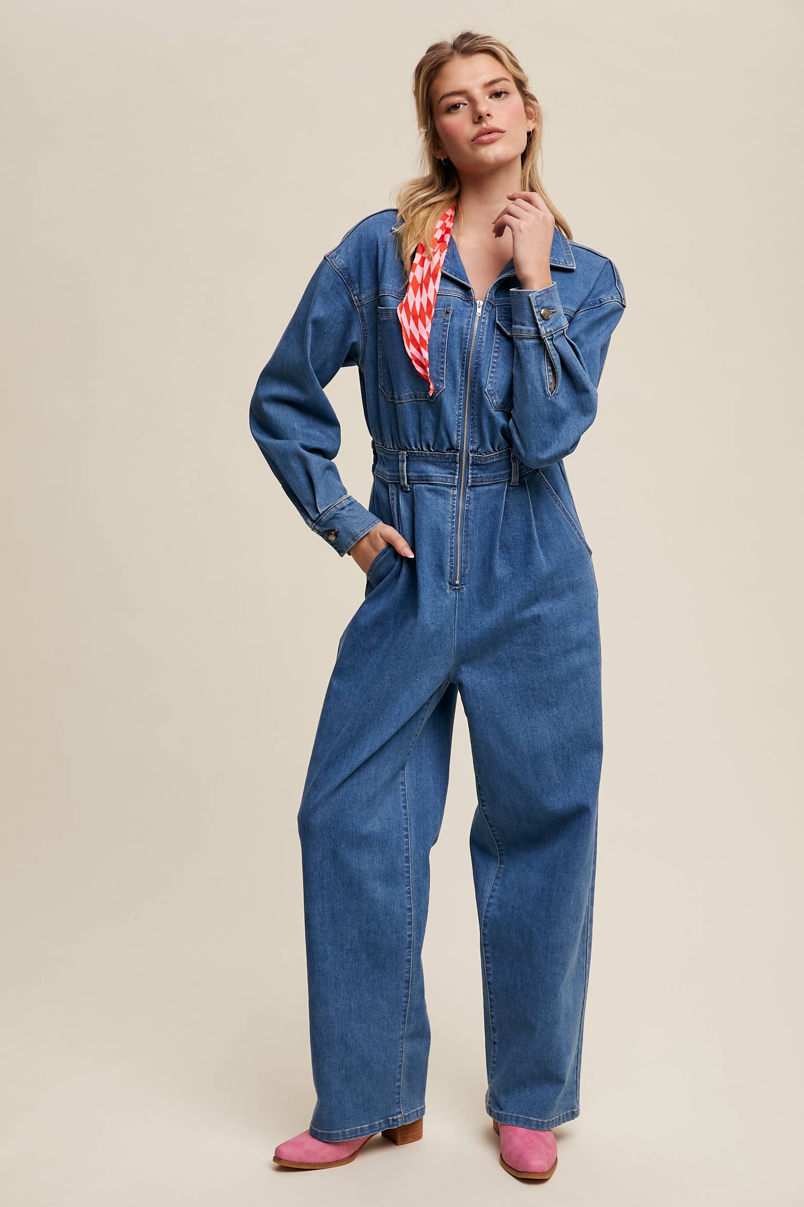 Denim Utility Jumpsuit for wholesale on Faire4