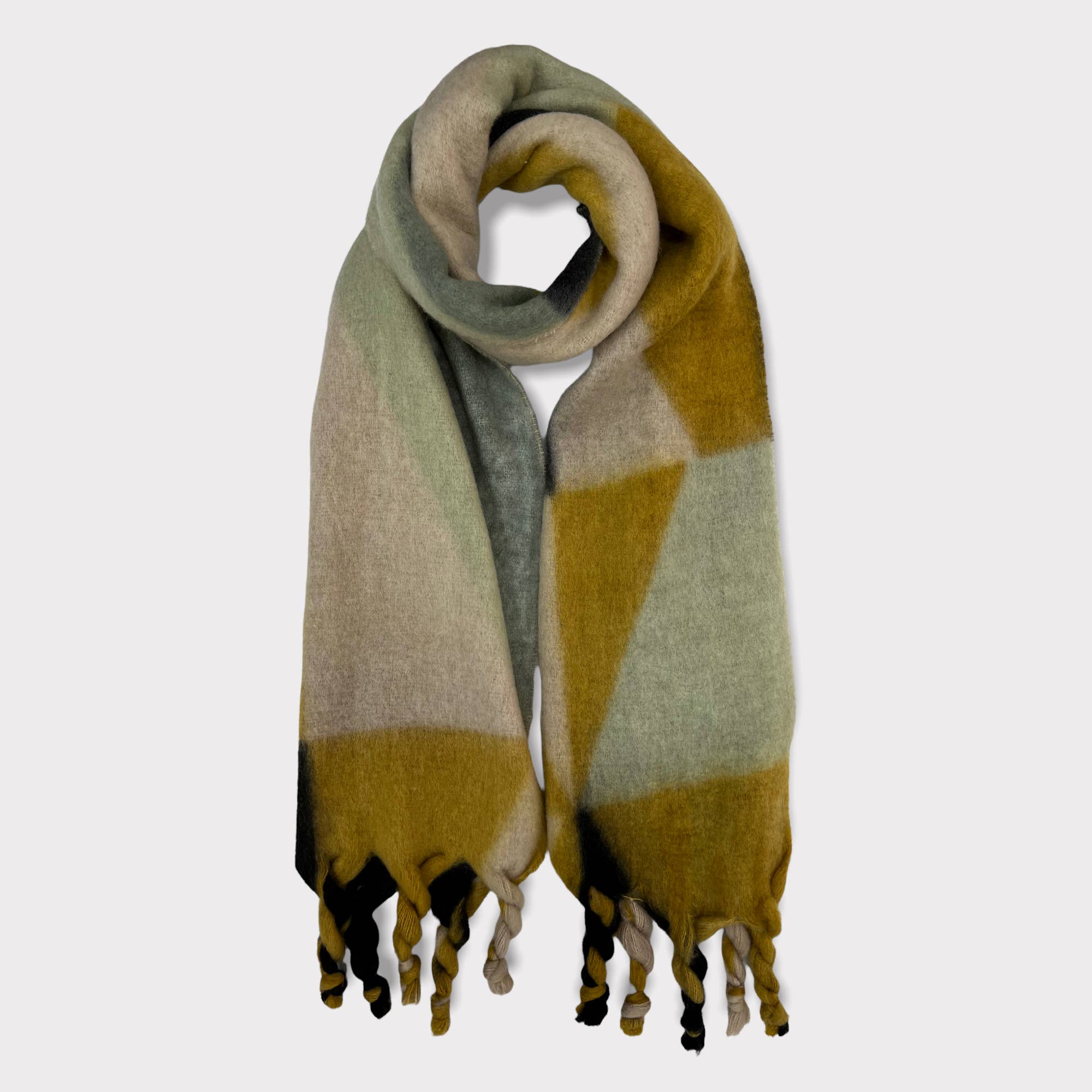 London Scarves - Wholesale Scarf - Women's - Fluffy winter scarf with braided tassels3