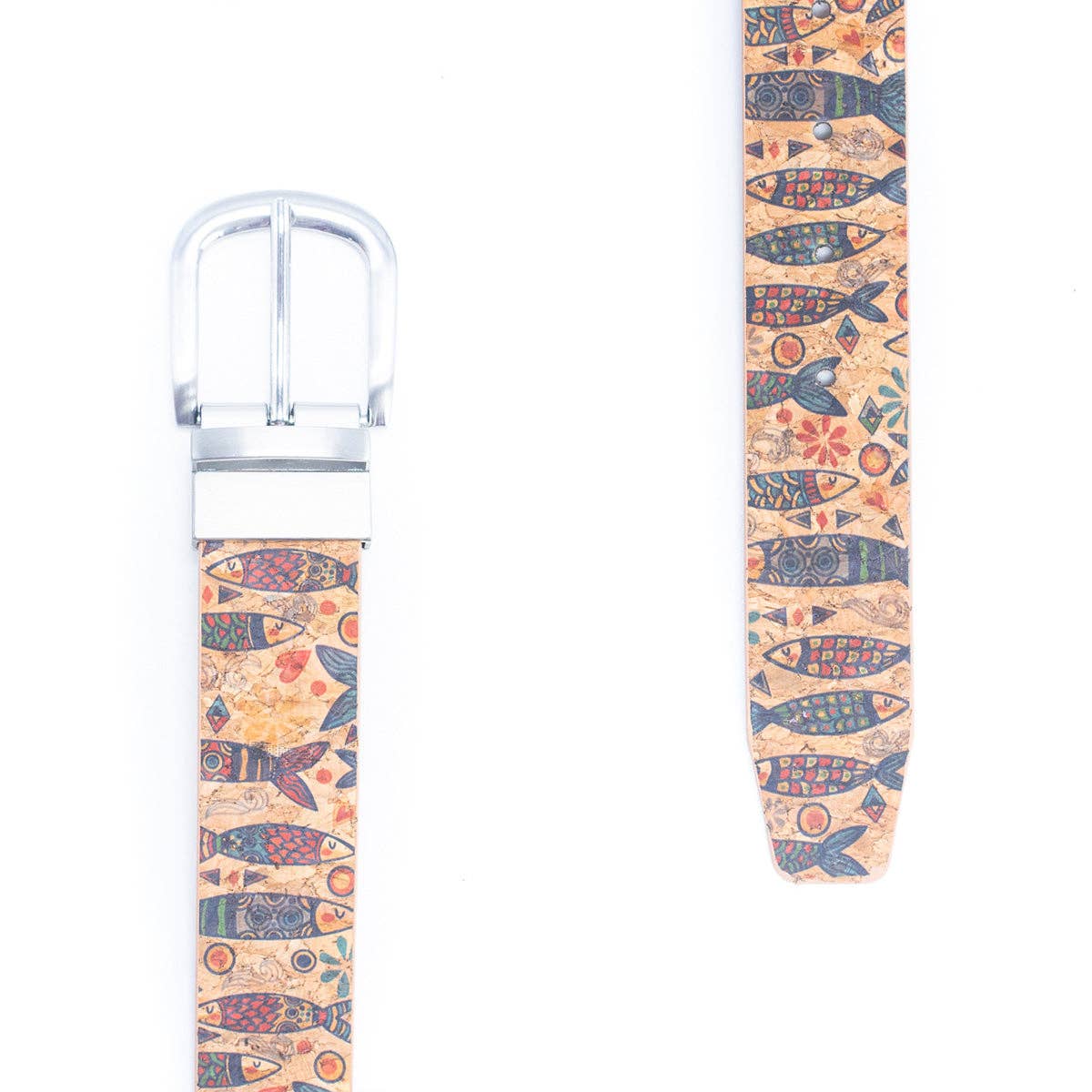 Meninas Bonitas Cork - Wholesale Riem - Dames - Damesriem van natuurlijk kurk met bloemprint en verstelbare gesp1