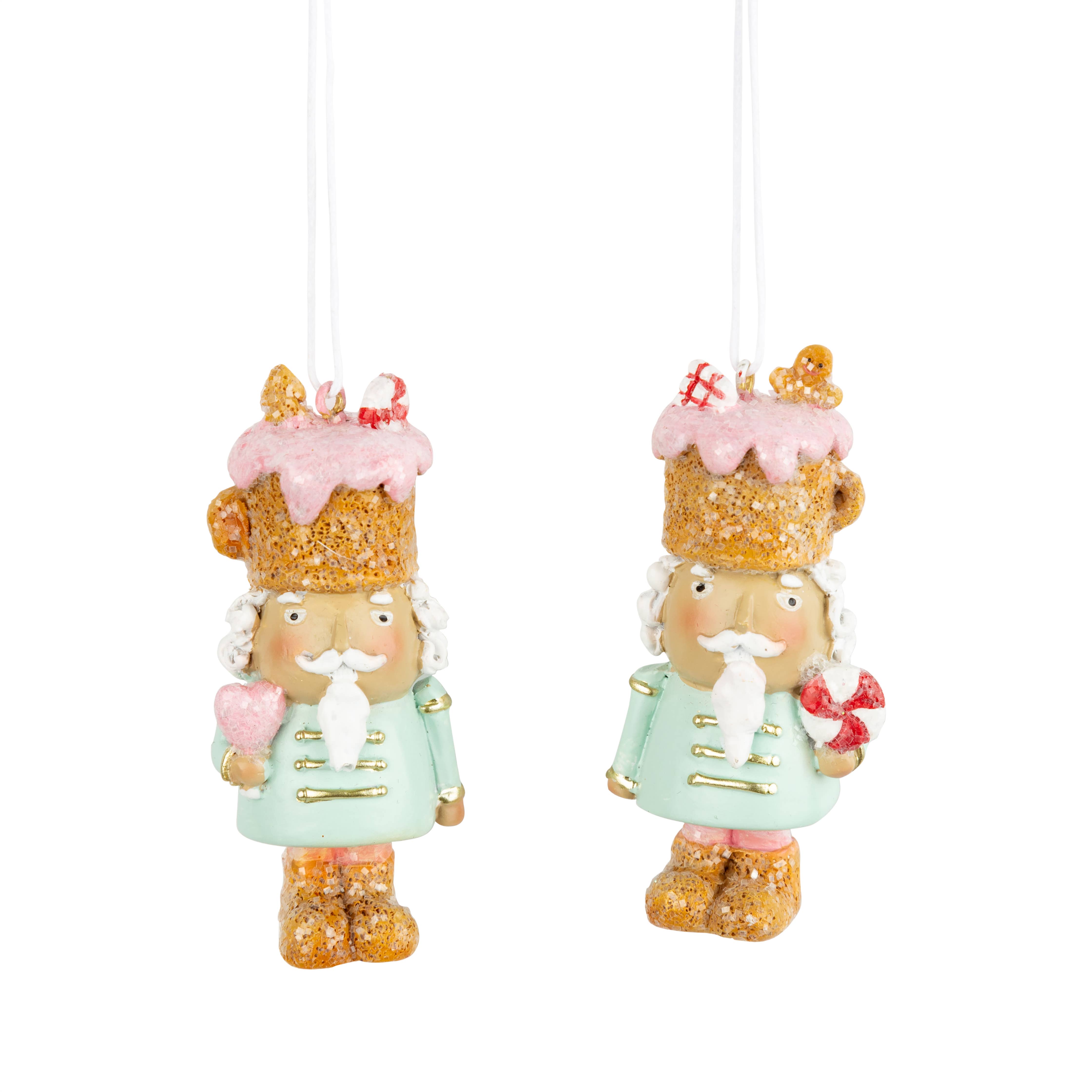 Silver Tree Home & Holiday - Wholesale Ornament - A01504: 2 Asst pntd resin pastel candy nutcracker orns,3in