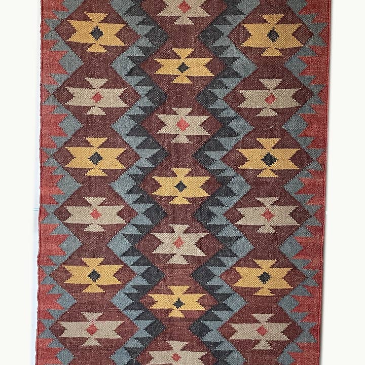 Alfombra kilim tejida a mano de yute o lana de 3 x 5 pies, suelo, alfombrilla o alfombra. ( para venta al por mayor de Rugs Boutique