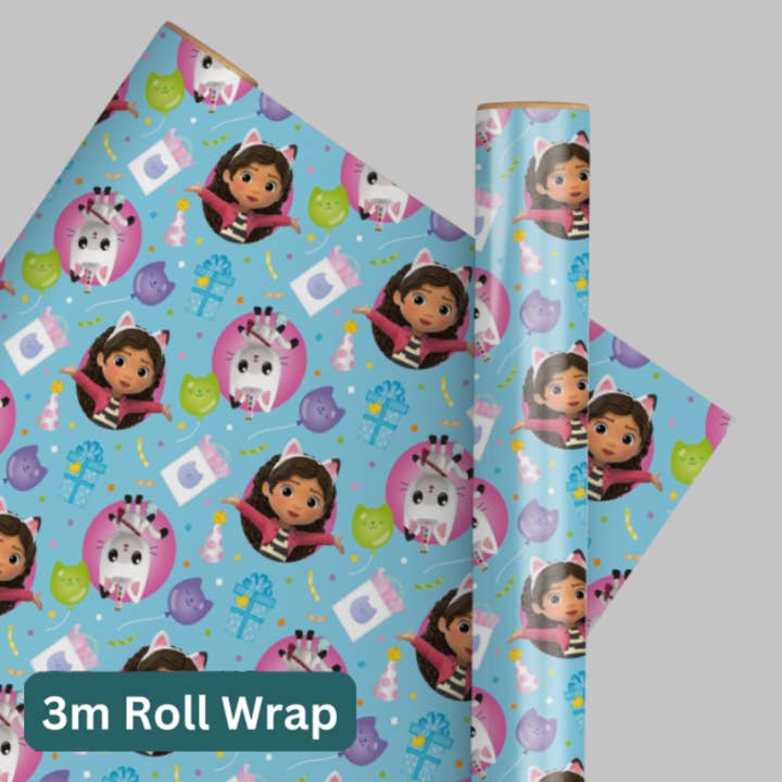 Gabby's Dollhouse 3m Roll Wrapping Paper for wholesale by Danilo Promotions Ltd
