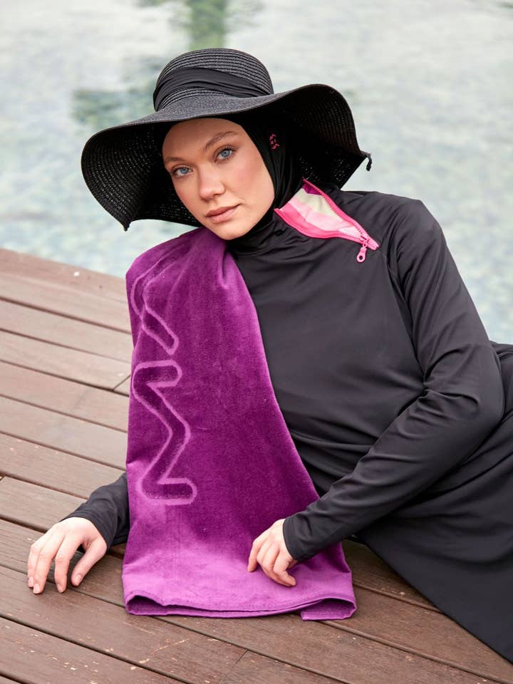 Purple Beach Towel PH23-18034 for wholesale by Marina Swimwear