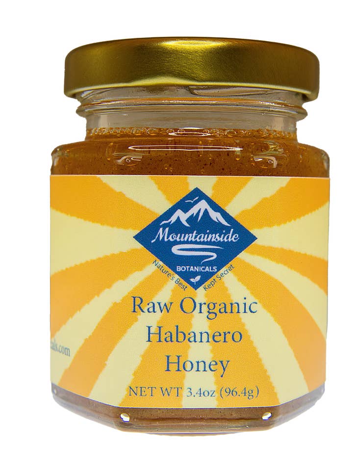 3.4 oz Raw Organic Habanero Honey for wholesale by Mountainside Botanicals