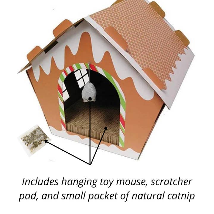 Midlee Designs - Wholesale Pet Scratcher - Cat - Midlee Gingerbread Christmas Cat Scratcher House6