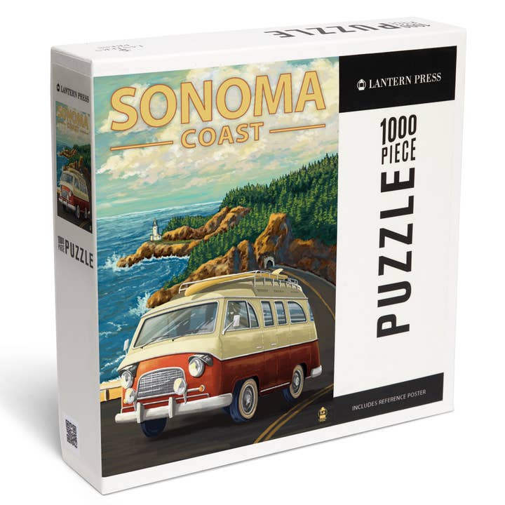 1000 PIECE PUZZLE Sonoma Coast, California, Camper Van for wholesale by Lantern Press