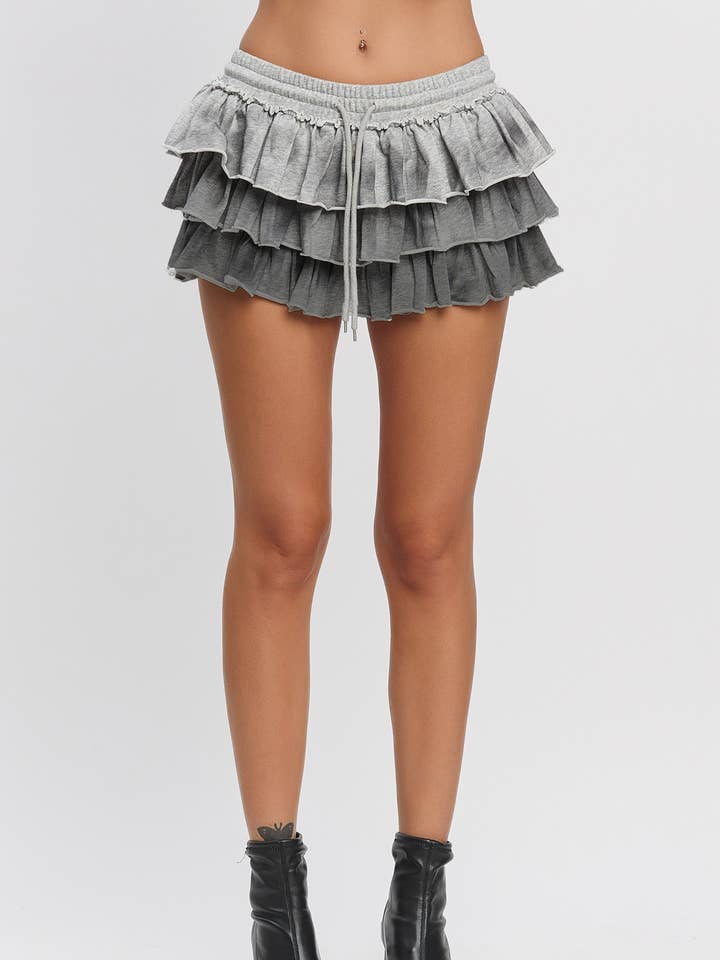 Ombre fransk frotté skiktad volangminikjol för wholesale av No Vacancy