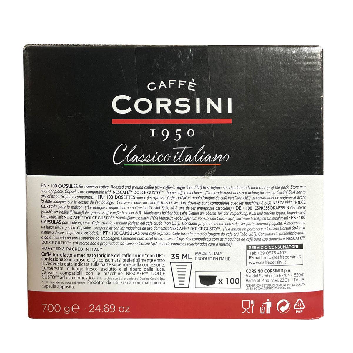 Caffè Corsini - Wholesale Instant Coffee/Espresso - 100 compatible capsules DoIce Gusto Classico Italiano®2