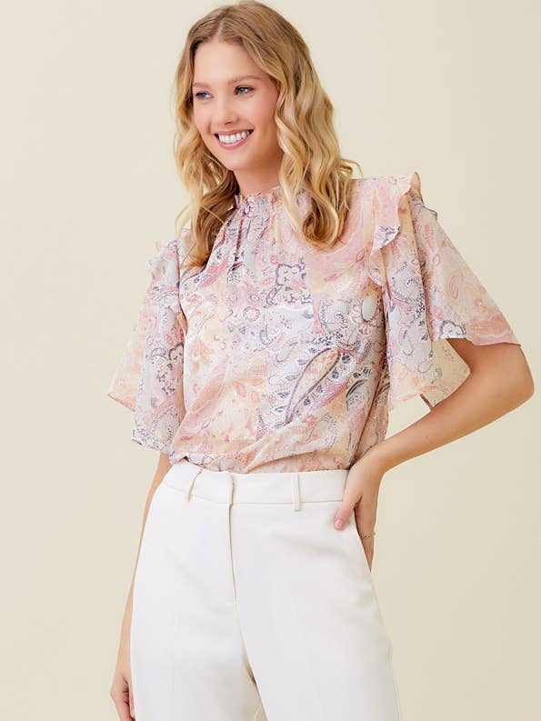 CRM PAISLEY 60089 Bluse mit gesmoktem Ausschnitt für den Großhandel auf Faire0