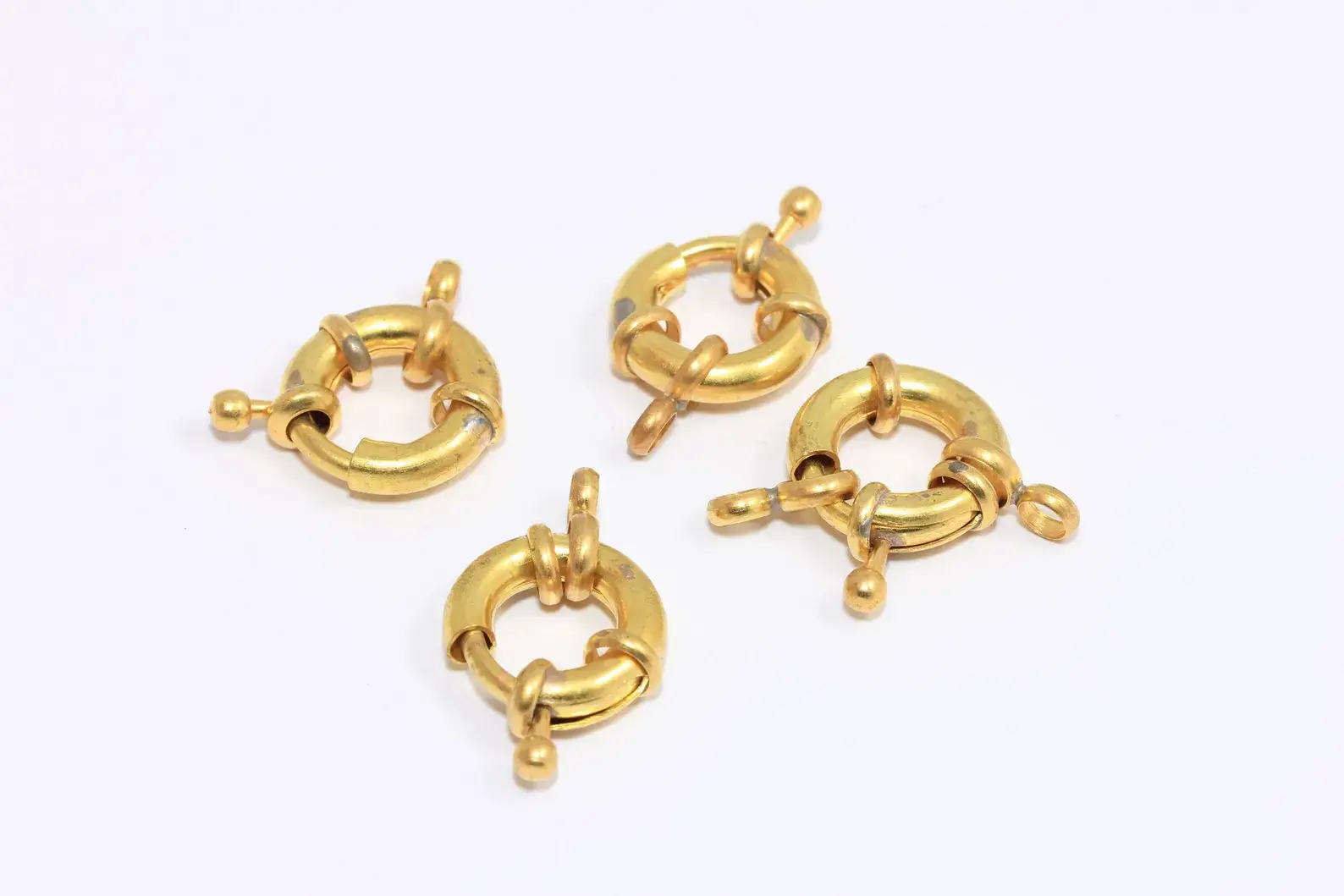 QueenJewelryM - Wholesale Clasp - 15mm Raw Brass Spring Clasp, Round Strong Clasp, MTE5380