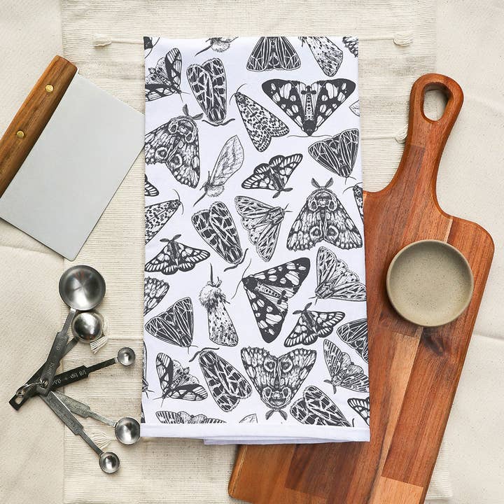 Moths Tea Towel Cotton for wholesale by Muse Textiles