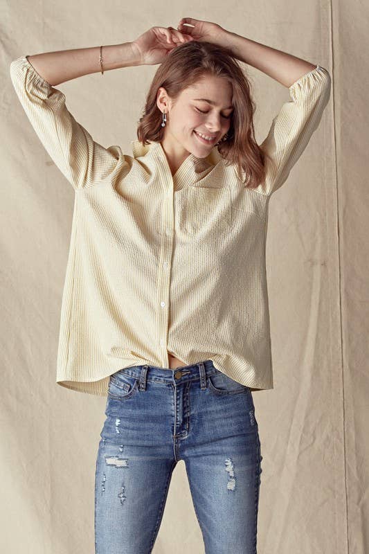 Doe and Rae – Großhandel Hemd mit Button-down-Kragen – Damen – Poet Hemd mit Nadelstreifen - 14037T