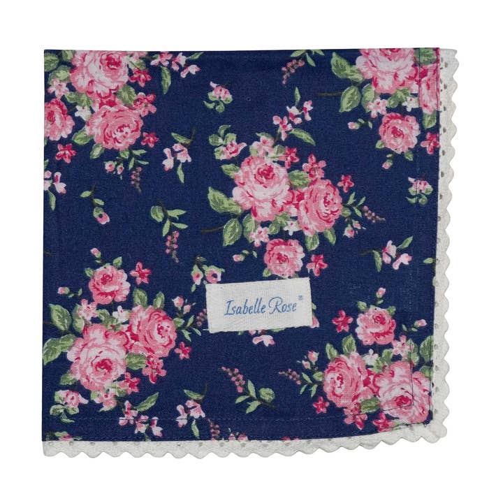 Napkin with lace Bella blue 40x40 cm Isabelle Rose for wholesale by Isabelle Rose