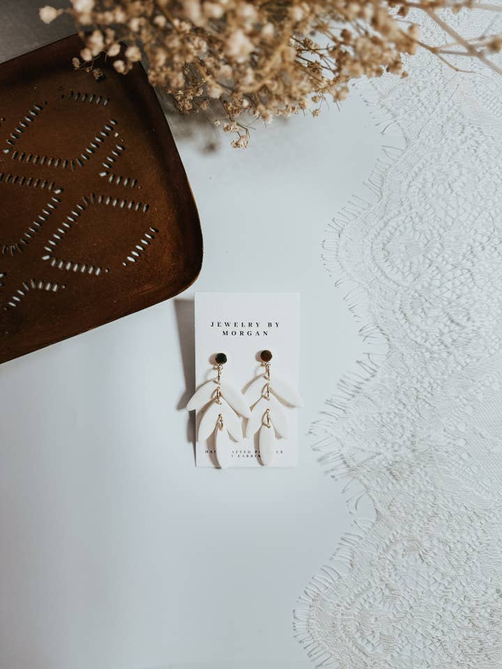 White Tiered Dangles for wholesale by Jewelry by Morgan