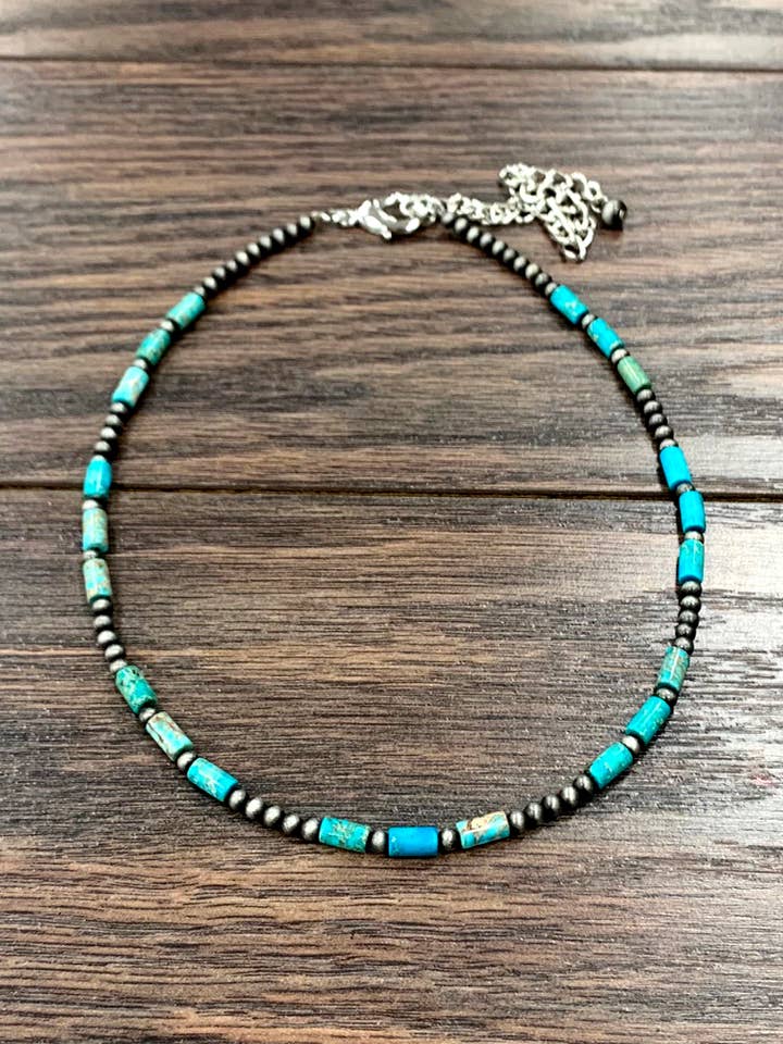 734956, Handmade 16" Navajo 8mm Gemstone Necklace for wholesale by ISAC Trading Inc