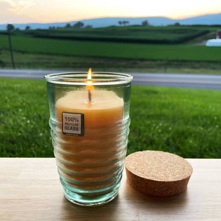 Bees Light Candles - Wholesale Jar/Filled Candle - Beeswax Candle in Honeybee Glass Jar 100% All Natural Bees Wax | Spanish Recycled Glass Ecofriendly Pure Cotton Wick Candles Gift | Cork Lid23