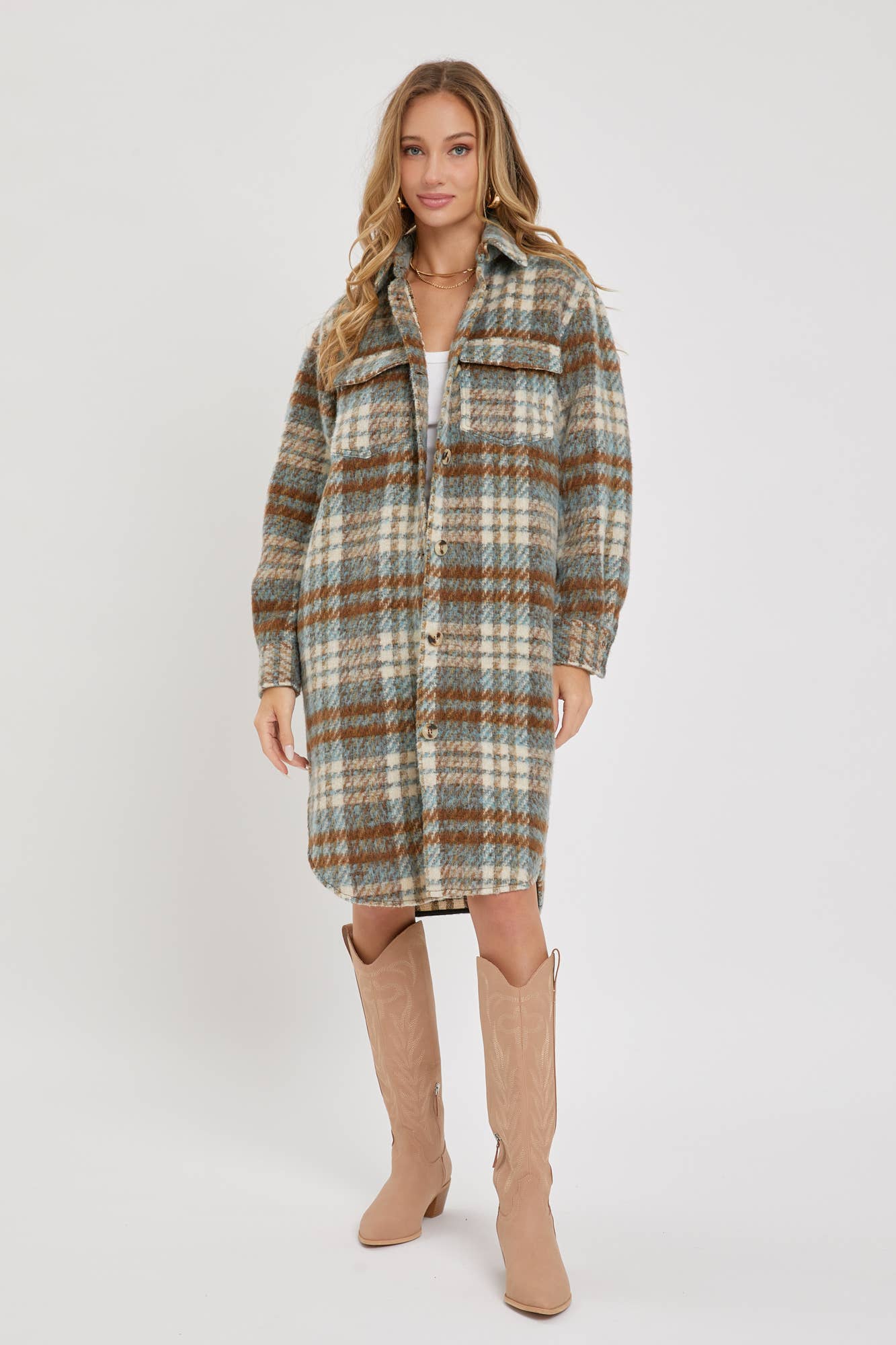 Sweet Lovely by Jen – Engroshandel Skjortejakke/shacket – til kvinder – SW1571 PLAID COAT/SHACKET18