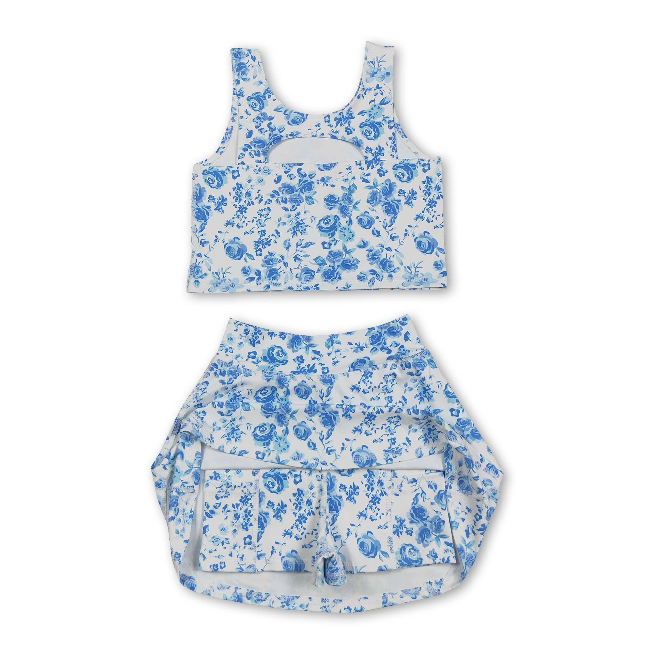 Yawoo Garments - Wholesale Top & Skirt Set - Kids - Sleeveless pink flower top skirt girls summer clothes6