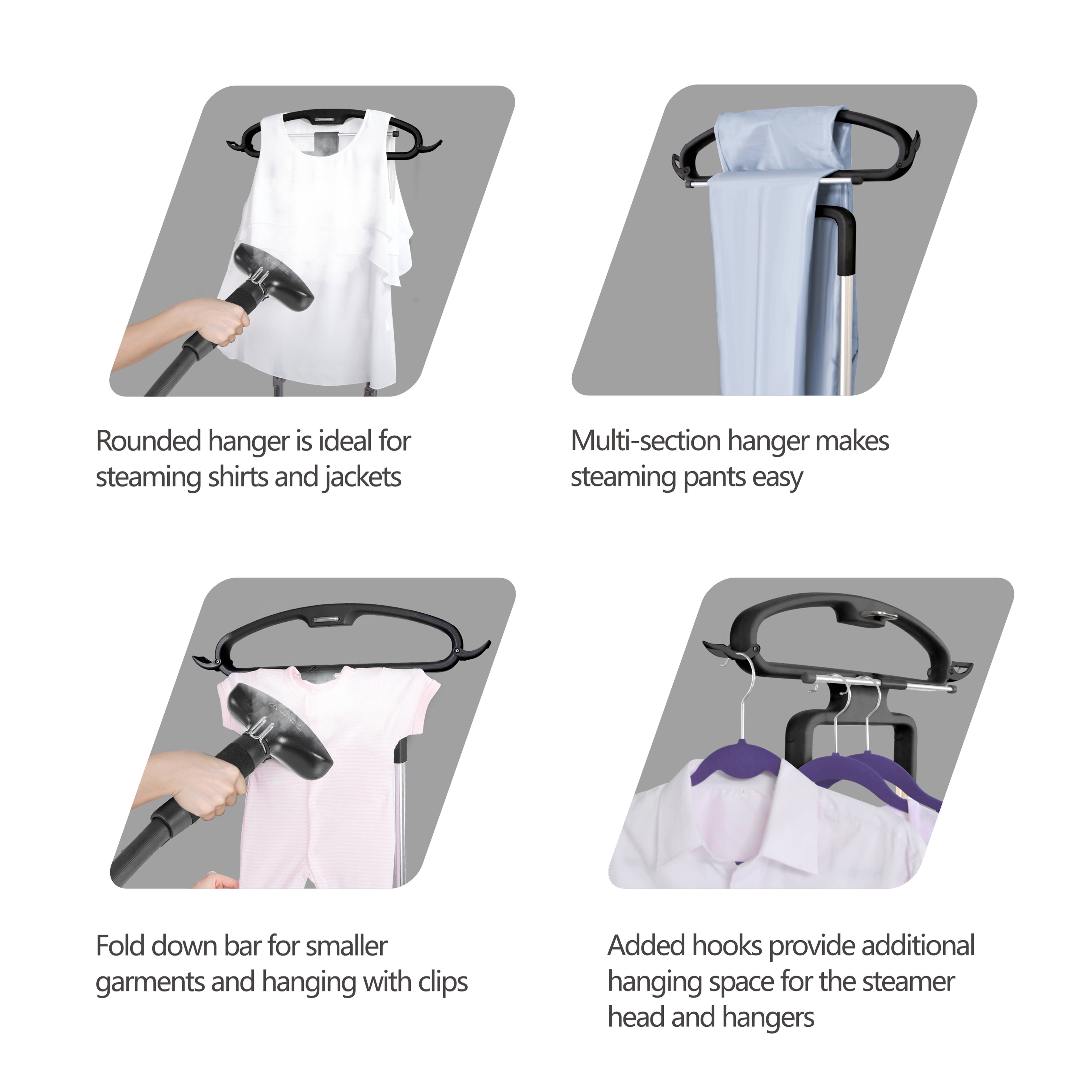 Salav-True & Tidy - Venta al por mayor Vaporizadores - Vaporizador de ropa de doble barra de alta resistencia con descalcificador adicional de 3 piezas6