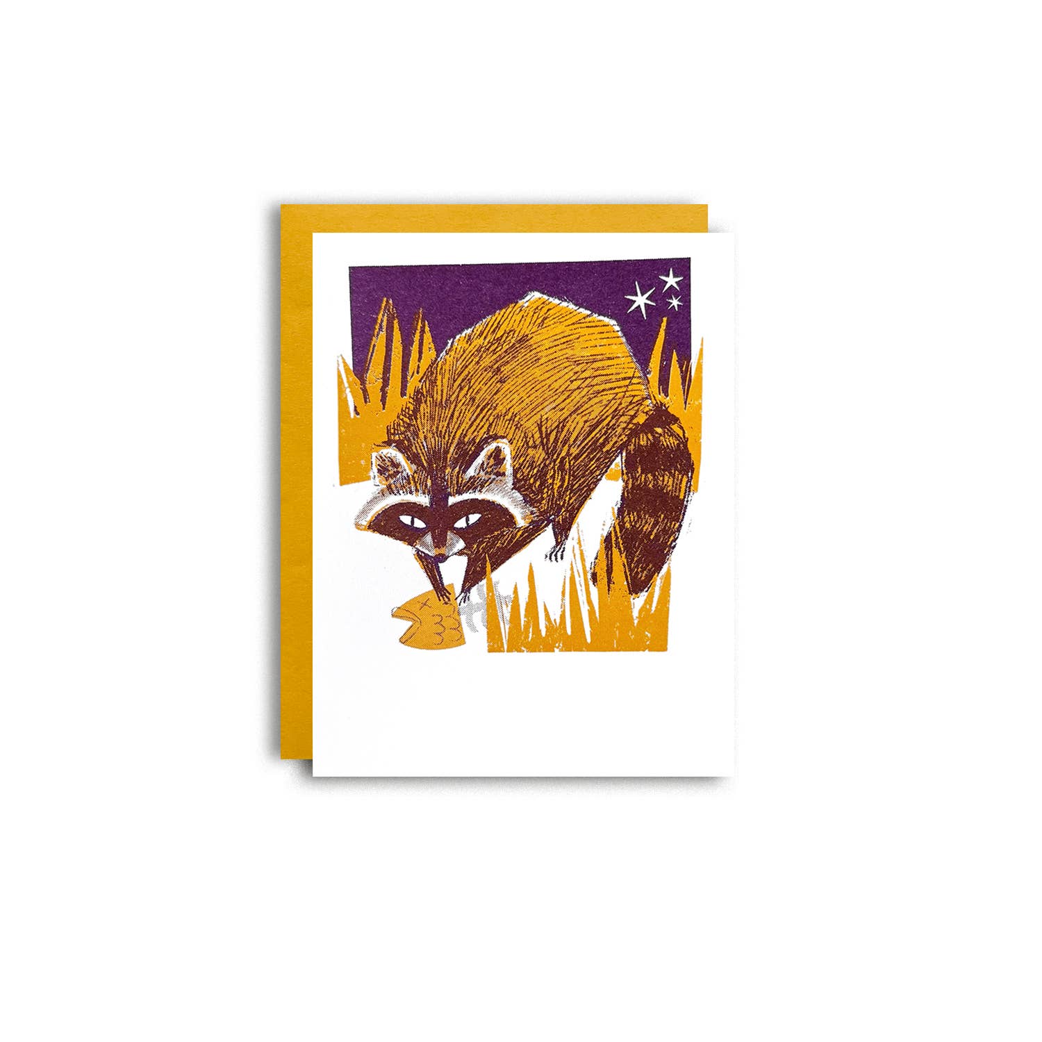 Pier Six Press - Wholesale Everyday Greeting Card - Backyard Buddy - Raccoon  - Risograph Everyday Card2