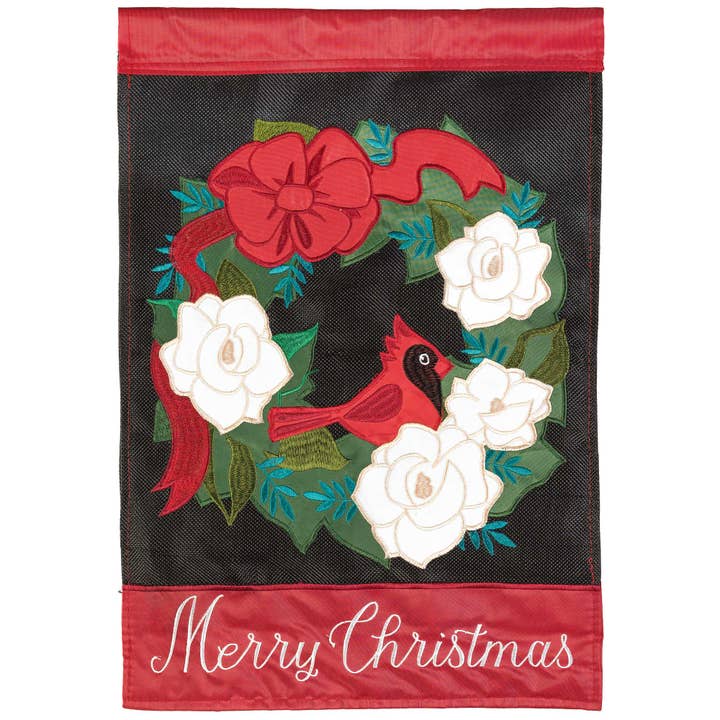 😲 MERRY CHRISTMAS WREATH FLAG LARGE for wholesale by EAST AVENUE