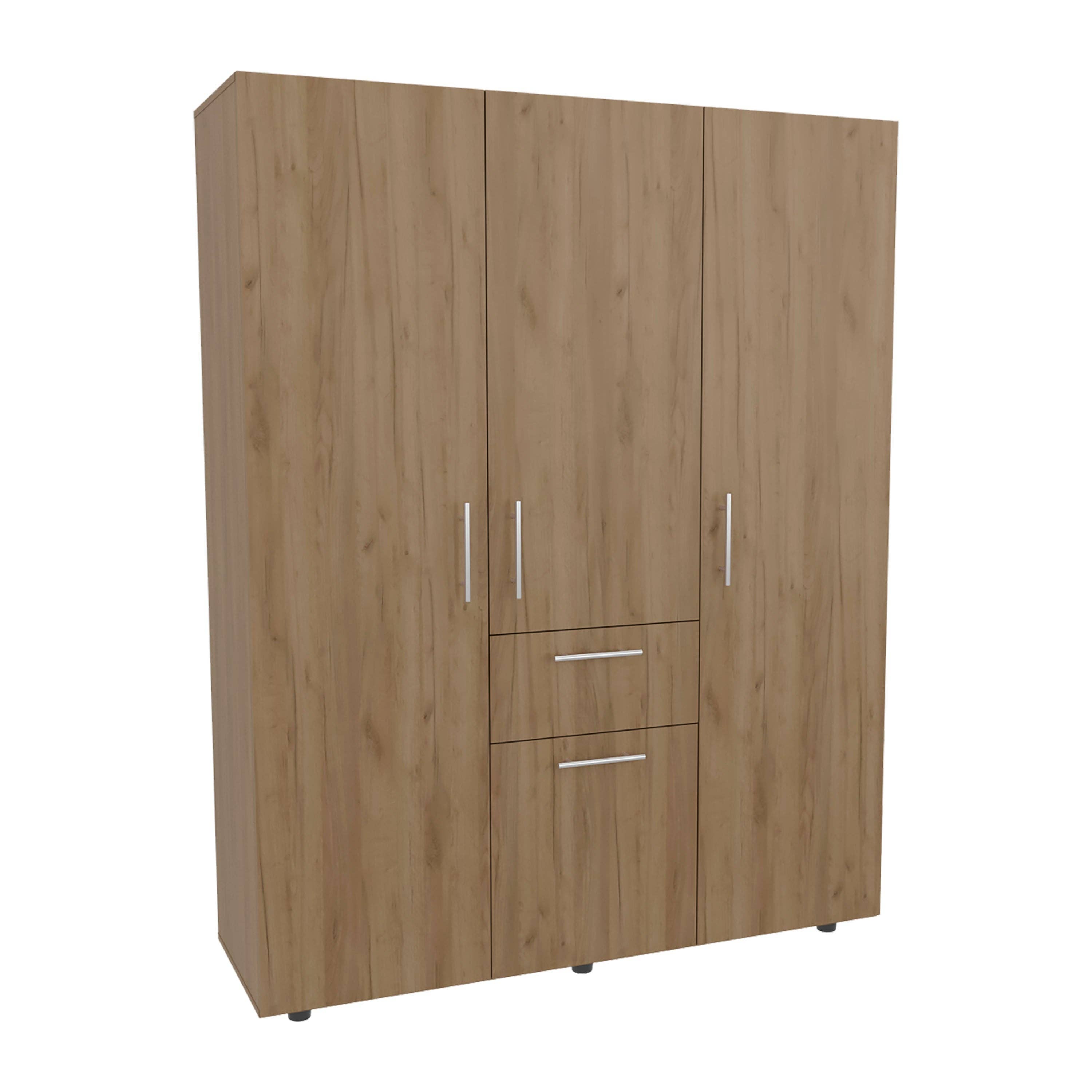 Natural Oak Bariloche 70" High Four- Door, One Drawer Armoire With Three Hanging Rods, Seven Shelves Bedroom, Wardrove, Closet for wholesale on Faire4