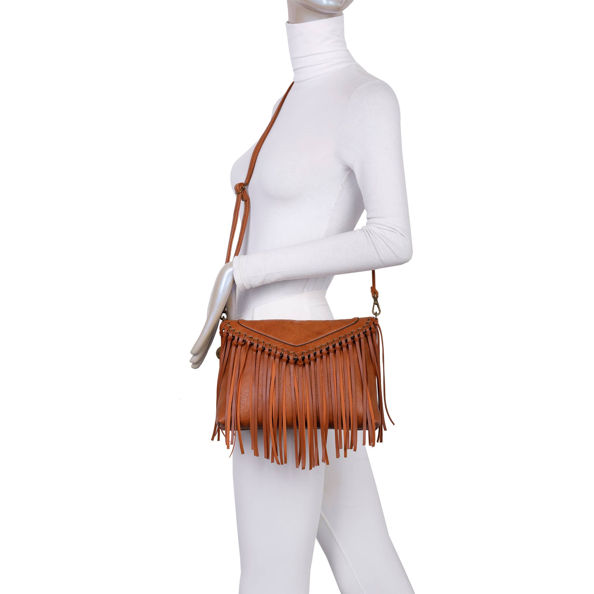 AMPERE CREATIONS - Wholesale Crossbody Bag - Women's - Dallas Classic Vegan Leather Western Fringe Crossbody Bag12