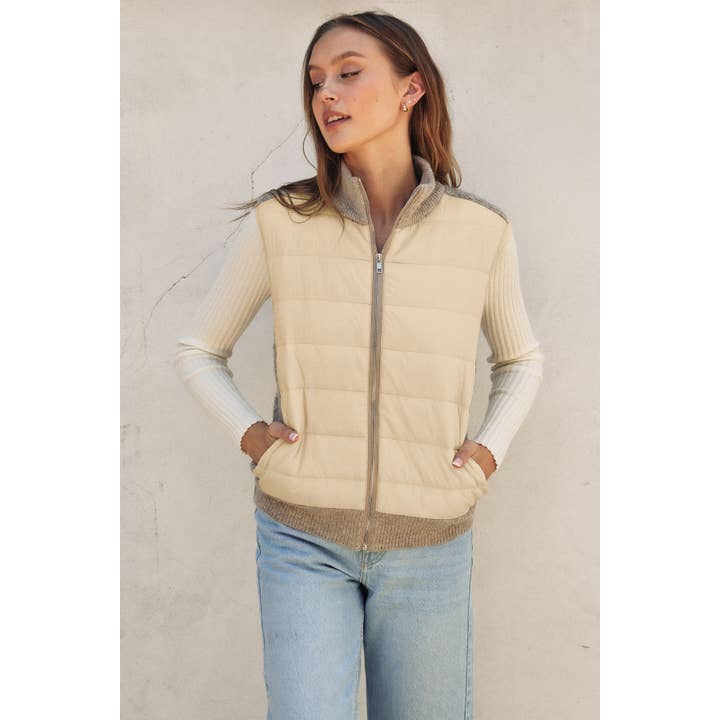 Dress Forum - Wholesale Jacket - Women's - Sherpa and Puff Contrast Vest3