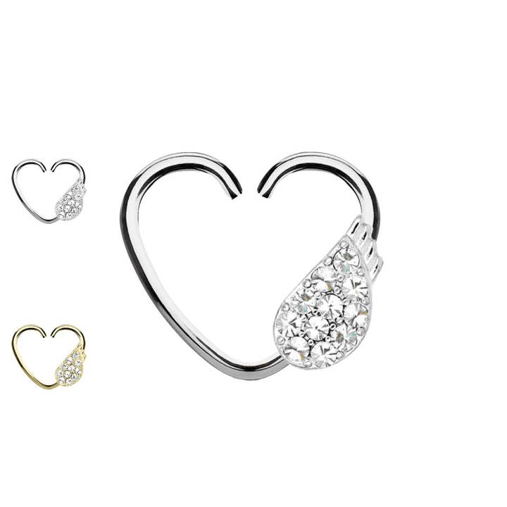 Continuous Heart Piercing with Angel Wings - PJ-085 for wholesale by Awaken