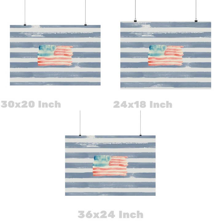 Honey Coast Print Co. - Wholesale Art Print - Landscape Watercolor American Flag Wall Art Print