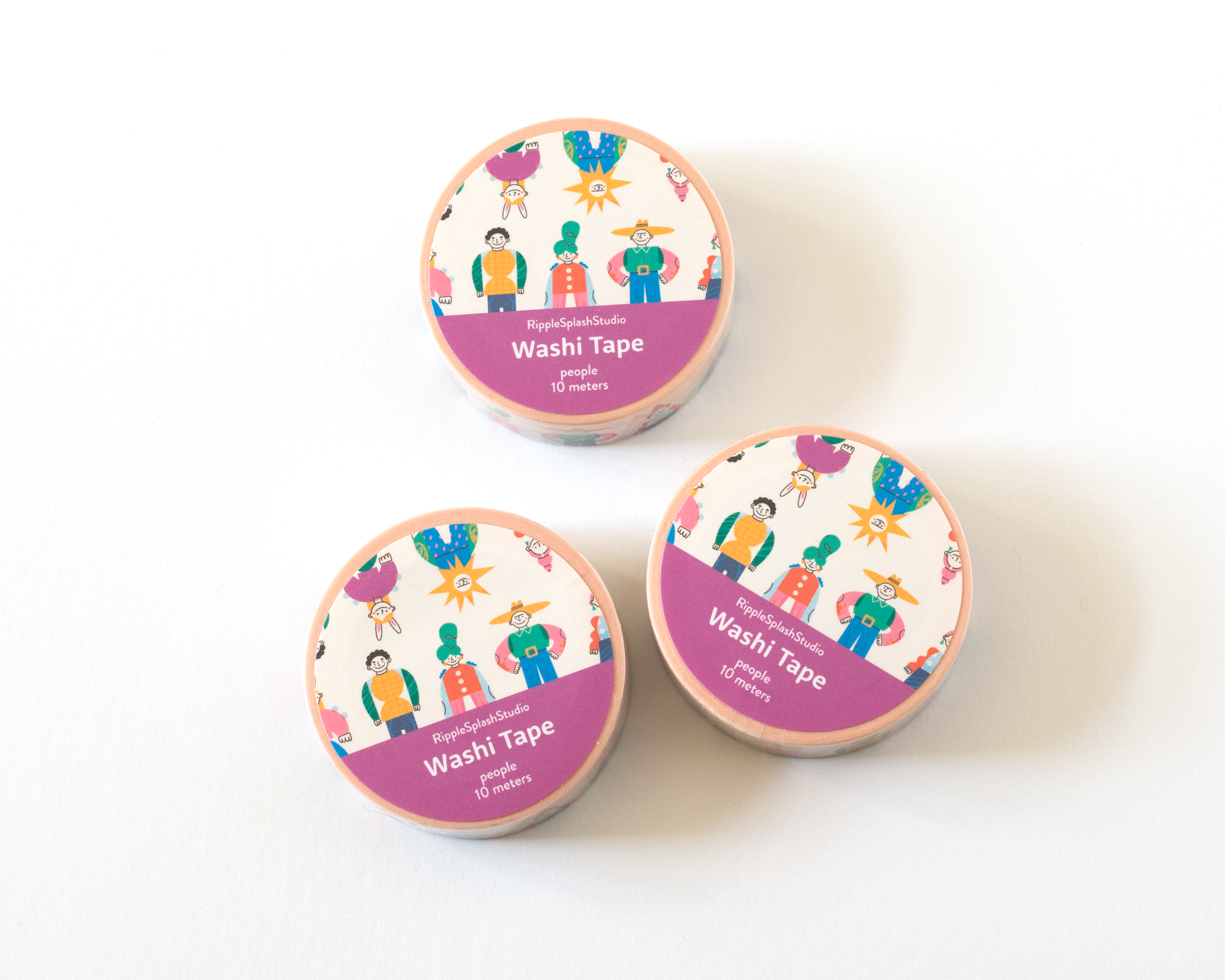 RippleSplash Studio – Engroshandel Washitape – Farverig People Washi Tape - 15mm x 10m7