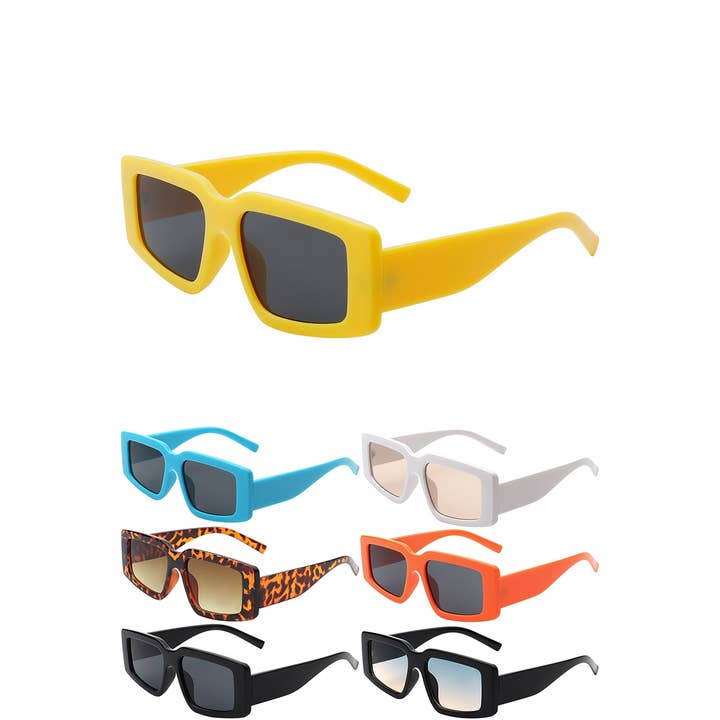 Gafas de sol retro con montura cuadrada surtidas, diseño básico para venta al por mayor de Girly