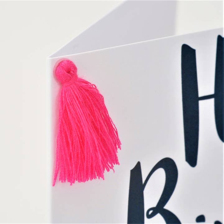 Claire Giles Ltd – wholesale Birthday card – Birthday Card, Bouquet, Happy Birthday, Embellished with a colourful tassel1